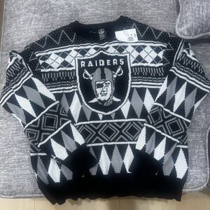 NFL Raiders Black and White Crewneck Sweater
